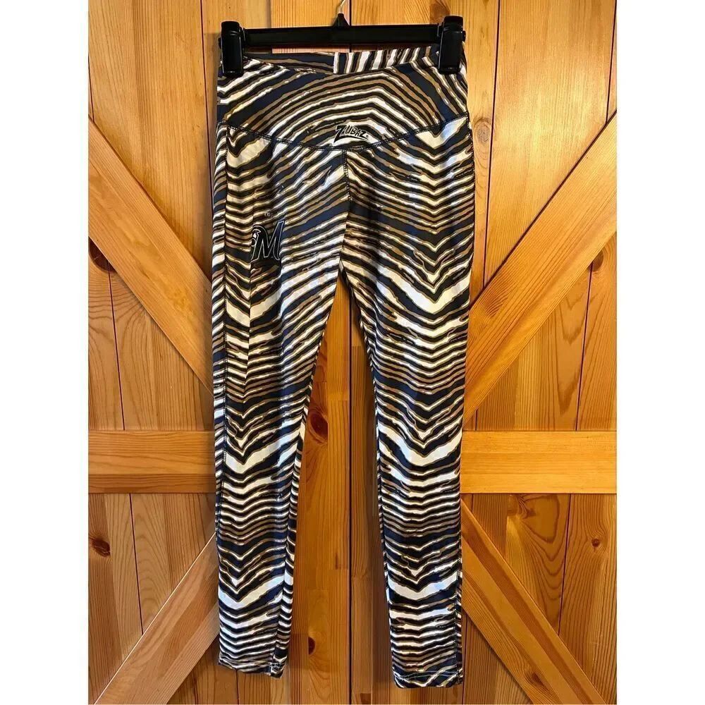 Milwaukee Brewers Zubaz LEGGINGS Activewear Pants Adult XS Blue Gold Majestic (3
